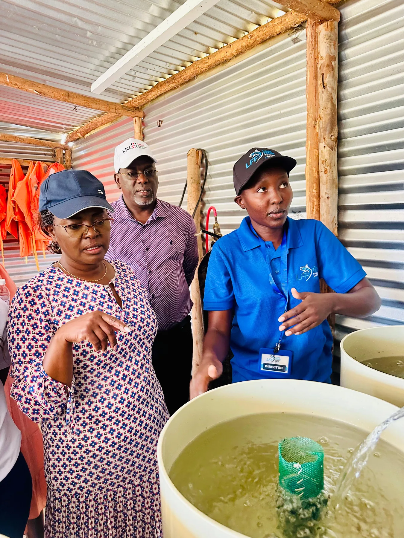 Delegates receiving a hatchery briefing