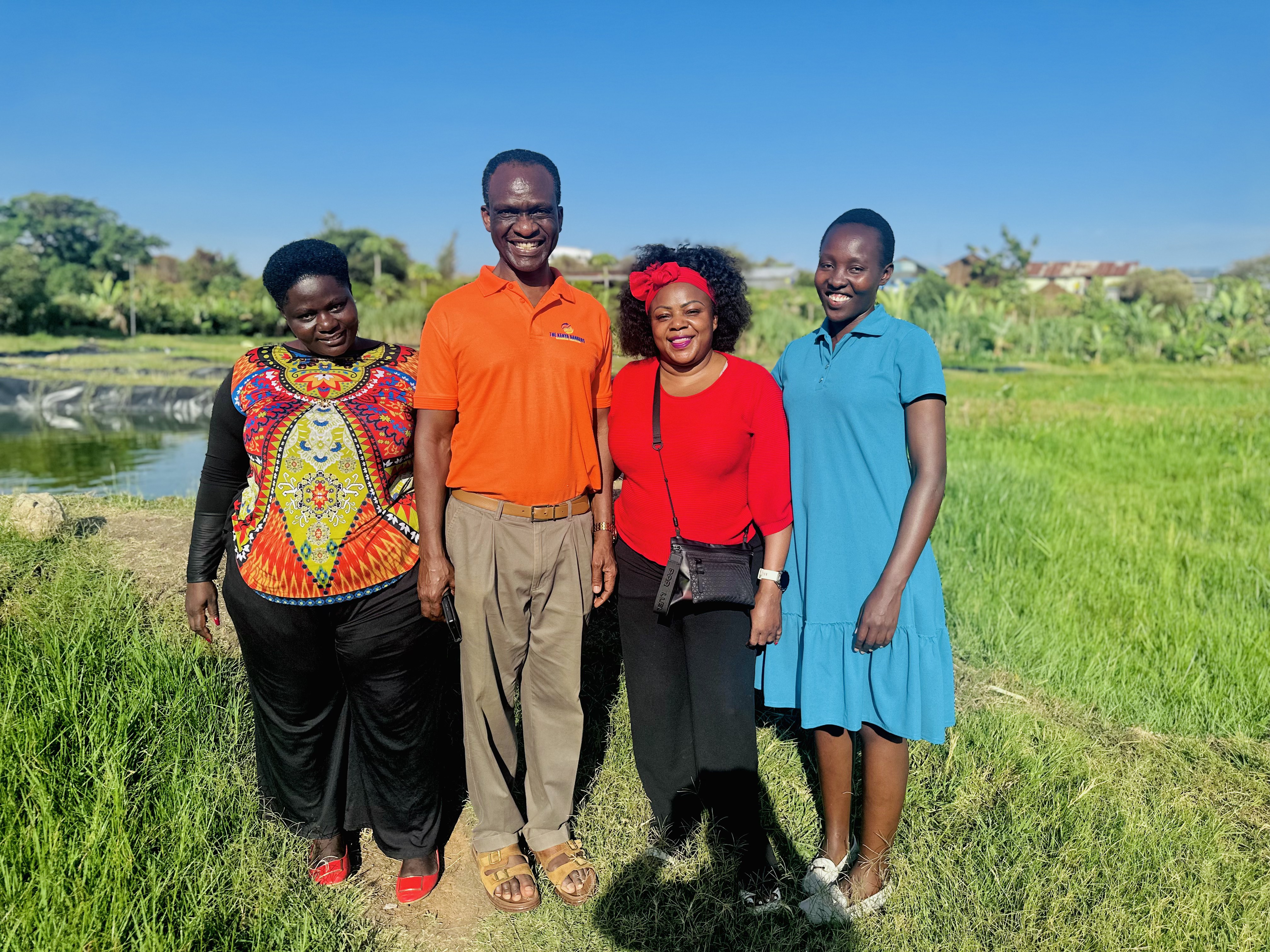 Lucas Otieno Ondong with The Kenya Bankers Sacco team at Lake Front Fisheries
